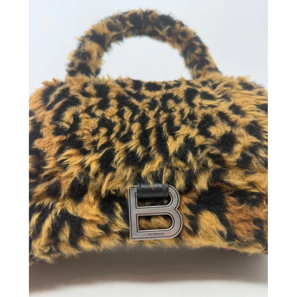 Balenciaga Hourglass Leopard Print Small Handbag